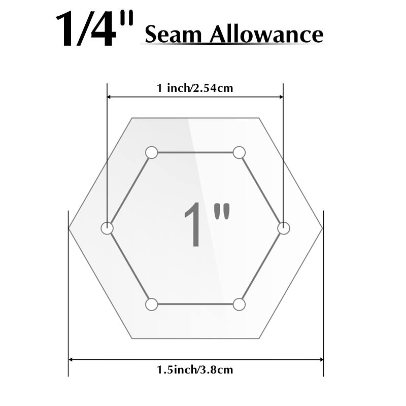 Weewooday 6 Pieces Hexagon Quilting Templates 1 Inch, 1.5 Inch, 2 Inch, 3 Inch, 4 Inch, 5 Inch with 1/4 Inch Seam Allowance, Acrylic Quilting Templates for DIY Sewing Crafts - Image 2